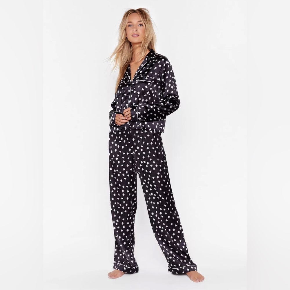 Navy blue Pajama Set with Star Pattern